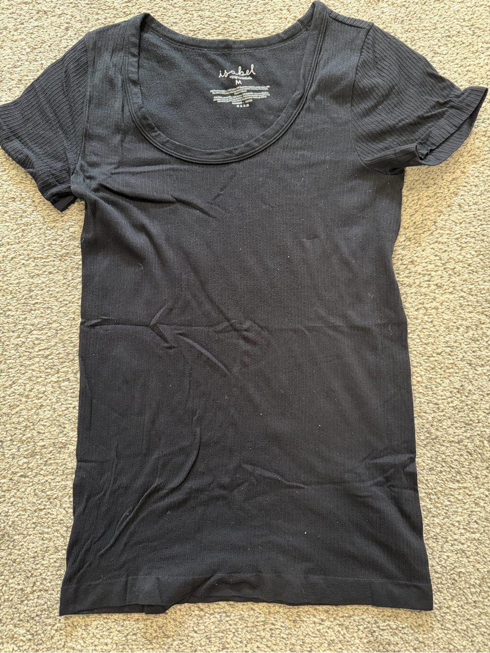 Maternity Black Scoop Neck Ribbed Short Sleeve Top